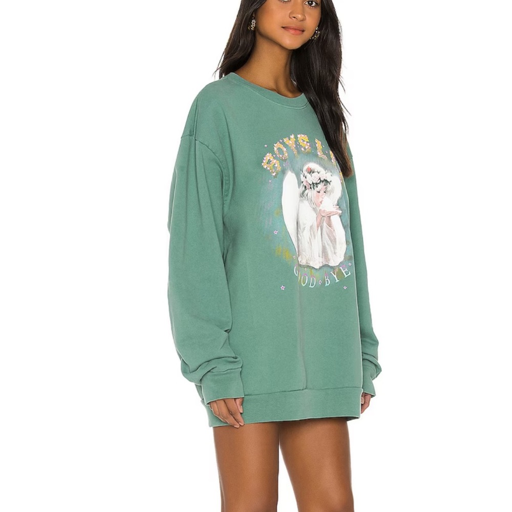 Boys Lie, Good Bye Crewneck in Light Green